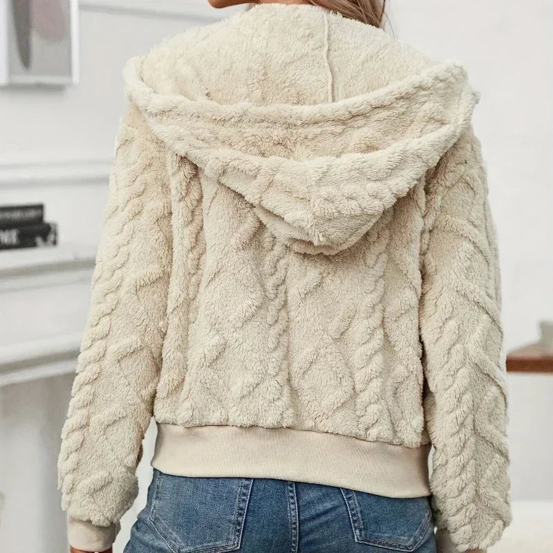 Zip Up Fuzzy Hooded Jacket