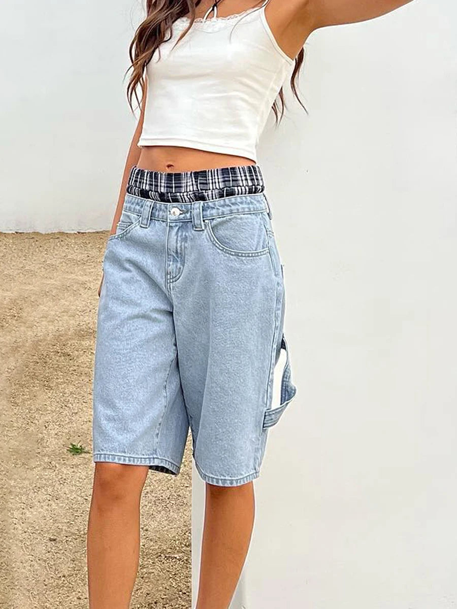 Loose Denim Bermuda Shorts