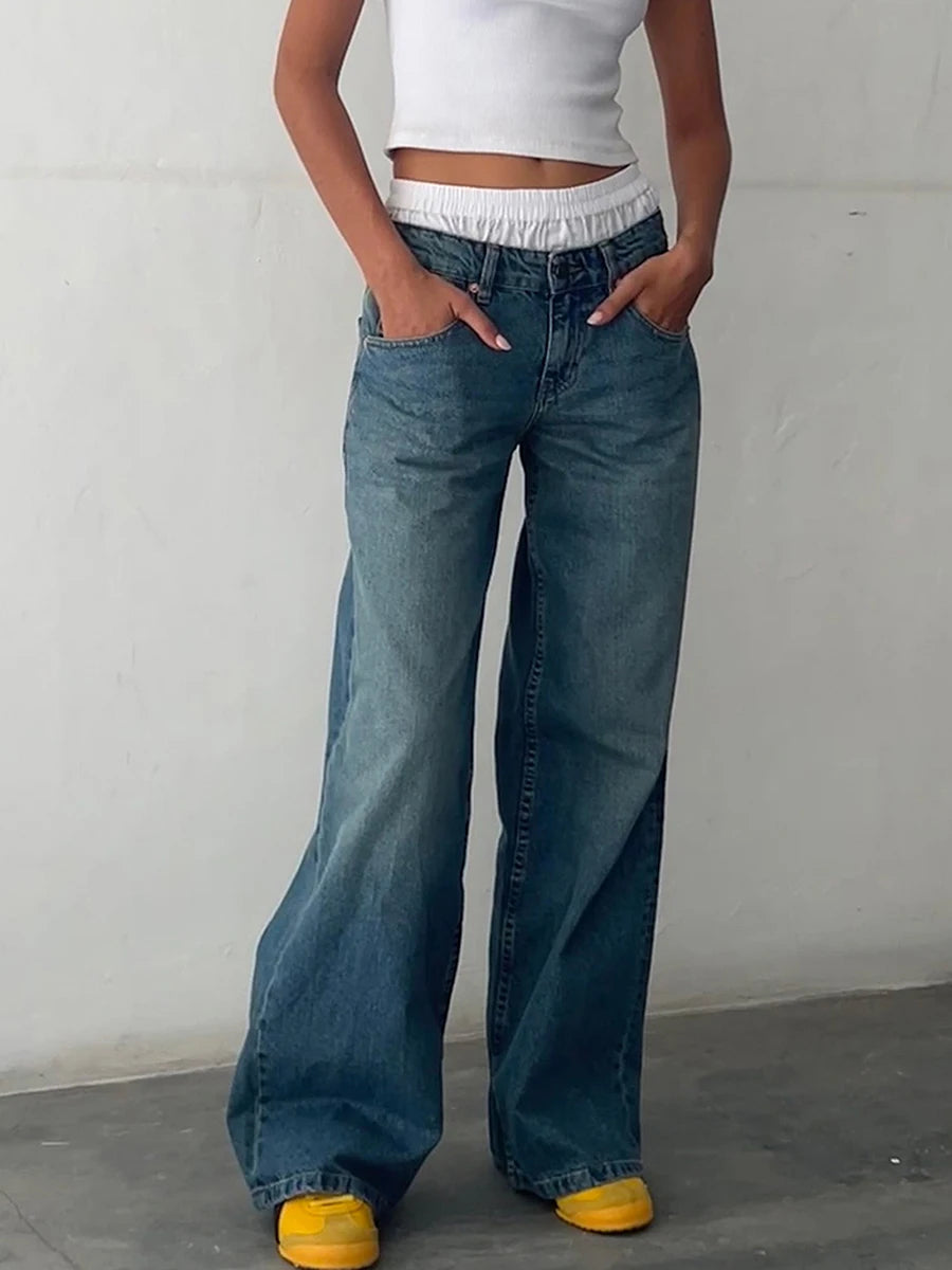 Y2K Wide-Leg Low-Waist Denim Jeans