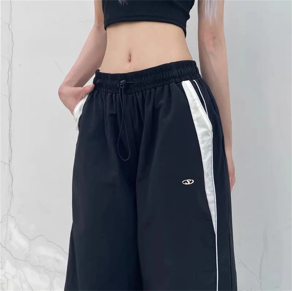 Y2K Wide-Leg Drawstring Cargo Sweatpants