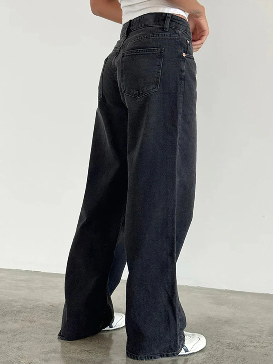 Y2K Wide-Leg Low-Waist Denim Jeans