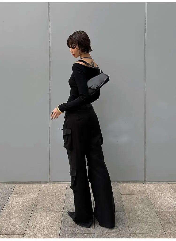 Black Halter Slim Tee