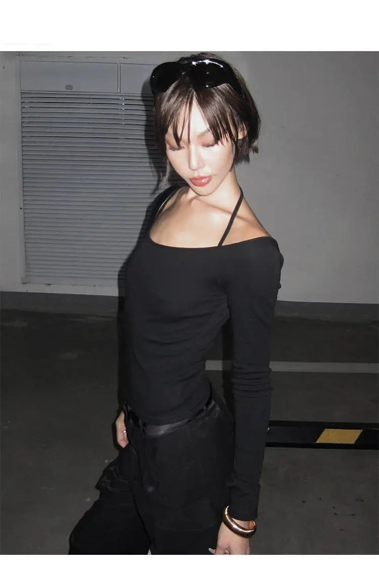 Black Halter Slim Tee