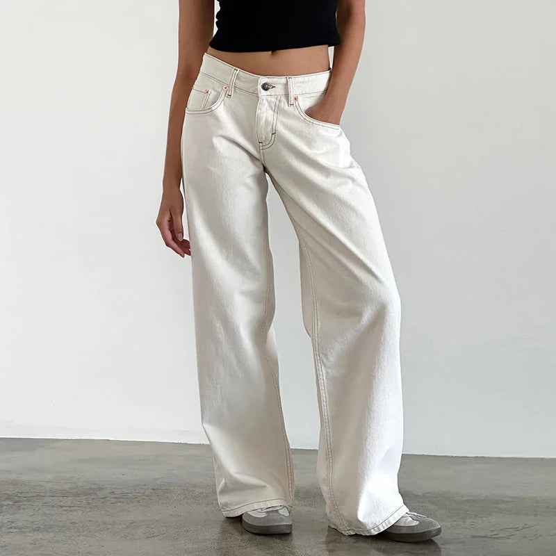 Y2K Aesthetic Wide-Leg Boyfriend Jeans