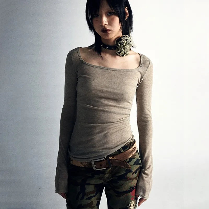 Grunge Tattoo Print Knitted Irregular Tee